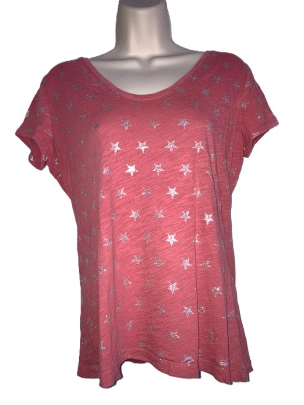 LOFT Ann Taylor Short Sleeve Star Print Top Salamander Womens Medium